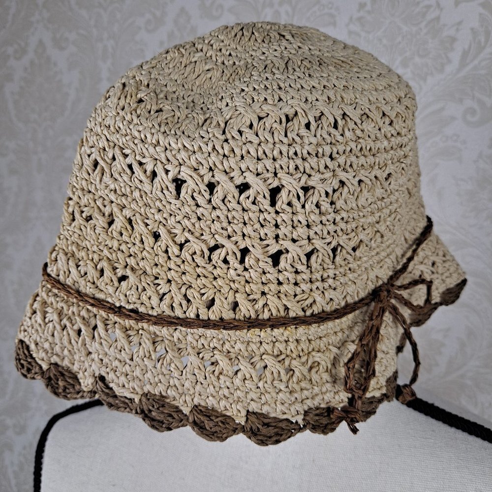 August Cream and Brown Paper Hat Knit Neutral